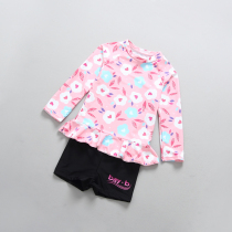 Foreign trade Korean childrens swimsuit Girls sweet and cute long-sleeved split warm surfing suit sunscreen beach hot spring wear