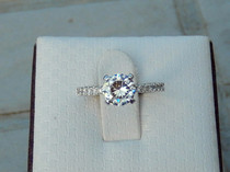 Simple four-claw Mosan female ring 18K white gold color gold Caramosan bare stone single row of small diamonds D color Mosan stone