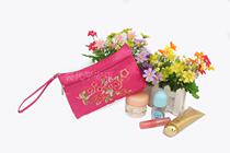  (Full E) Red embroidered flower clutch Walking hand bag Mobile phone ID bag storage makeup woman bag