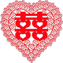 Rose heart shaped happy word wedding sticker door sticker wedding room decoration painting Chinese characteristic gift red rice paper large size 𶐍喜