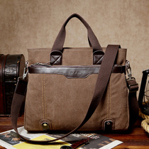 Mens bag Canvas bag Mens single shoulder crossbody portable messenger bag Casual bag British retro bag Tide bag Korean backpack