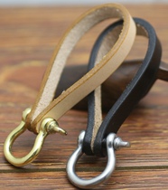 Customized imported vegetable tanning leather head layer cowhide keychain brass stainless steel horseshoe buckle car cattle to send boyfriend