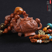 Taishan Cihang Pavilion peach wood teapot pendant car pendant