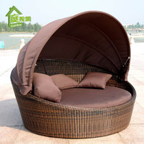 Outdoor leisure rattan deck chair beach chair clubhouse courtyard garden furniture balcony imitation rattan rattan shed round deck bed