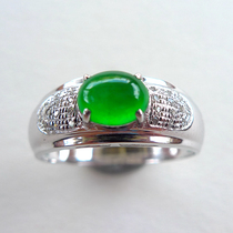 (Huaxing Jade) Myanmar natural A cargo Jade 18K ice Sun green egg surface ring Jieyang labor supply 0818