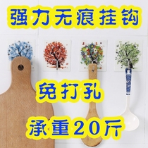  Punch-free plastic hook Stainless steel strong door rear seamless sticky hook Kitchen bathroom wall plastic hook