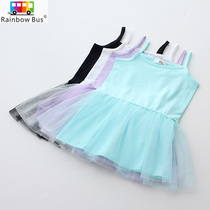 RainbowBus new summer dress female childrens vest dress solid color girl Korean princess skirt suspender dress dress dress