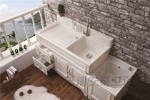 Open-Air full jade stone drum washing machine cabinet artificial stone balcony bathroom cabinet combination with washboard