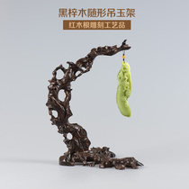 Qinshu black sandalwood root carving crafts hanging jade frame solid wood hanging jade frame brush holder ornaments