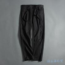 Canoe mens tide crotch cotton elastic waist casual pants Korean version of the tide thin Capri pants