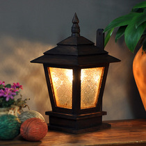Thai Specialty Home Decoration Courtyard Lamp Southeast Asian Style Solid Wood Glass Table Lamp Clubhouse Furnishing Wall Lamp