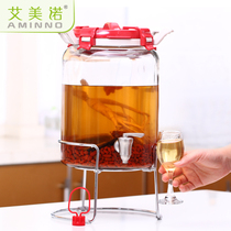 Thickened lead-free glass bubble wine bottle with faucet sealed charge wine tank Ginseng wine Bayberry wine glass bottle