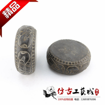 Antique Antique stone carving stone ornaments Bluestone stone drum door drum pressure ruler Paper town Stone carving paperweight ruler fine craft