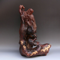 Dahan Jiuding red sandalwood durian birthday star natural conformal wood carving ornaments Mahogany crafts character ornaments Birthday gifts