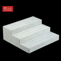 Ice gray flannel trapezoidal three-layer horizontal insert ring tray Ring tray Earrings tray Jewelry tray high and low tray