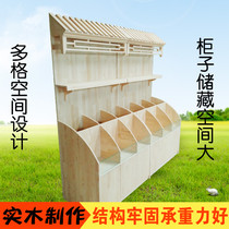 Wooden shelves Multi-layer real goods display rack Tea cabinet quality supermarket grains eggs convenient rice noodles grain and oil department store rack