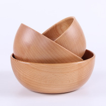 Early wood original items Japanese style wood bowls home children baby rice bowls big number soup bowls solid wood cutlery