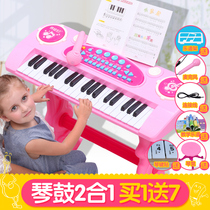 Childrens electronic keyboard player beat drum Childrens small piano with microphone Baby early education girl toy piano 3-year-old boy