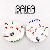 Creative home Japanese cartoon cute bone china couple plate pasta plate breakfast plate Western dining plate Western tableware
