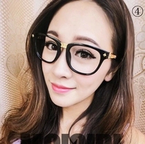 Fashion big brand metal glasses frame womens retro hollow trendy big frame flat lens can be equipped with myopia glasses men