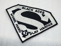 Work Hard Play Harder USA VF-41 Black Aces Superman Badge
