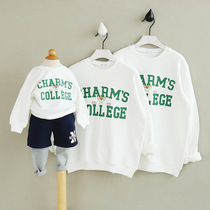 Parent-child sweater cotton round neck kindergarten yuan fu chun qiu zhuang class uniform Korean quan jia zhuang family installed