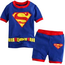 Spring and summer pajamas childrens clothing home childrens spring short sleeve suit male clothing pajamas cotton Superman