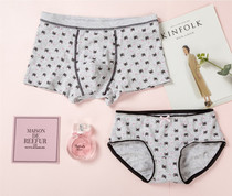 Pure cotton cartoon cute cat couple underwear set mens boxer womens breifs low waist cotton quality