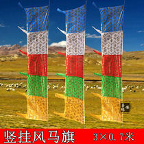 Tibetan Buddhism Vertical Wind Horse Flag 3 × 0 7 meters high-grade bronzing silk cloth multicolor warp flag Tibet Longda