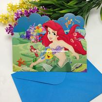 6pcs Cards and 6pcs Envelopes the little mermaid Theme