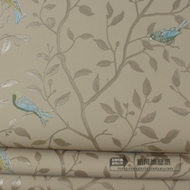 Fashion imported wallpaper American new Chinese branches and flowers and birds elegant TV sofa background wall wallpaper tail goods