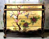 Gold foil furniture new Chinese classical furniture hand-drawn furniture mask closet four cupboard display cabinet decoration cabinet locker