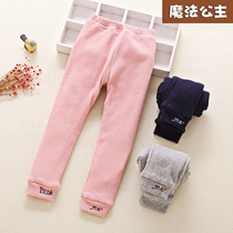 Girls plus velvet leggings Korean version of solid color medium and large girls pants plus thick autumn and winter baby wear childrens pants