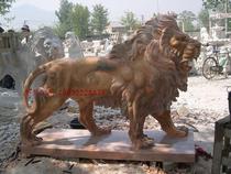 Pure Marble Late Xia Red Lion Africa Walk Lion Styling Stone Sculpture View Door Town Residence Qu Yang Stone Sculpture Pendulum