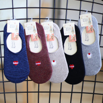 Thick Terry socks womens autumn and winter invisible boat Socks shallow towel short socks pure color cotton hair South Korea warm