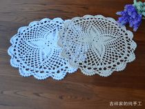 Auspicious home handmade crochet crochet round cushion decorative mat foreign trade cotton pad placemat beige White