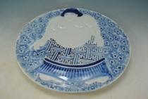 Qing Kangxi blue and white export porcelain Japanese sumo plate porcelain