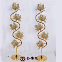1 meter 5 imitation Crystal hollow lotus lamp five-product landing lotus lamp temple for Buddha lamp long light