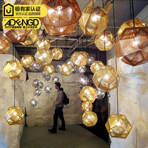 Nordic post-modern minimalist restaurant Bar Bar club clothing store stainless steel gold ball hollow chandelier