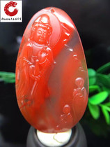 Pure natural cherry persimmon red red South Red Guanyin pendant men and women pendant Sichuan Liangshan south red agate