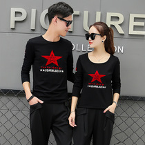 Europe and the United States field military uniform suit Male and female sailor suit couple two-piece set spring and autumn black long-sleeved T-shirt Harlan pants