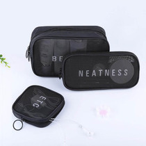 Travel cosmetic bag small portable storage bag hand-held portable mini women cosmetic bag transparent mesh wash bag