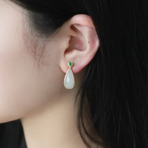 Jade must have meaning and must be auspicious white jade series-Hotan Shaflay ear clip 18K gold