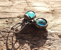 Artificial㊣ Handmade Special Romantic Limited Bohemian Turquoise Blown Glass Earrings