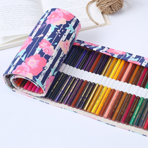 Handmade canvas pen curtain creative pattern 36 48 72 hole colored pencil brush stationery storage pen bag