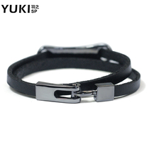 YUKI Korean version of Chaochang simple cowhide bracelet boys and girls temperament multi-layer bracelet accessories nightclub accessories