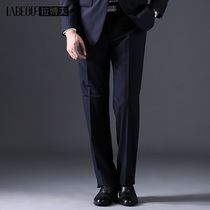 Labovsey Pants Mens Spring Autumn Business Positive Dress Wool Repairs Straight Drum Long Pants Streaks Pendant Sensations Suit Pants