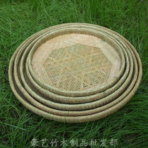 Natural and environmentally friendly hand-woven bamboo sieve with holes Bamboo plaque fine holes Bamboo crafts Bamboo sieve set hotel decoration