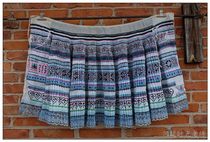 Yunnan Miao cross flower handmade old embroidered pleated skirt waist 81cm ay061
