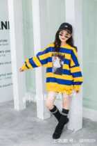 Xiaomi pig brand childrens clothing girl in the autumn 2022 striped long sleeve T - shirt and parent - child clothing